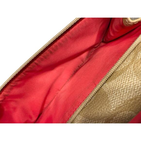 Coach Signature Coated Canvas Full Size PVC Checkbook Wallet Khaki / Pink Ruby - Picture 9 of 10